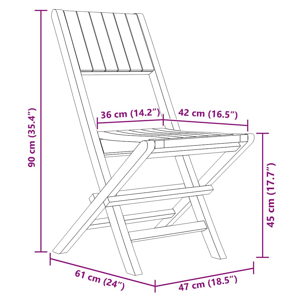 Gartenstühle 6 Stk. Klappbar 47x61x90 cm Massivholz Teak
