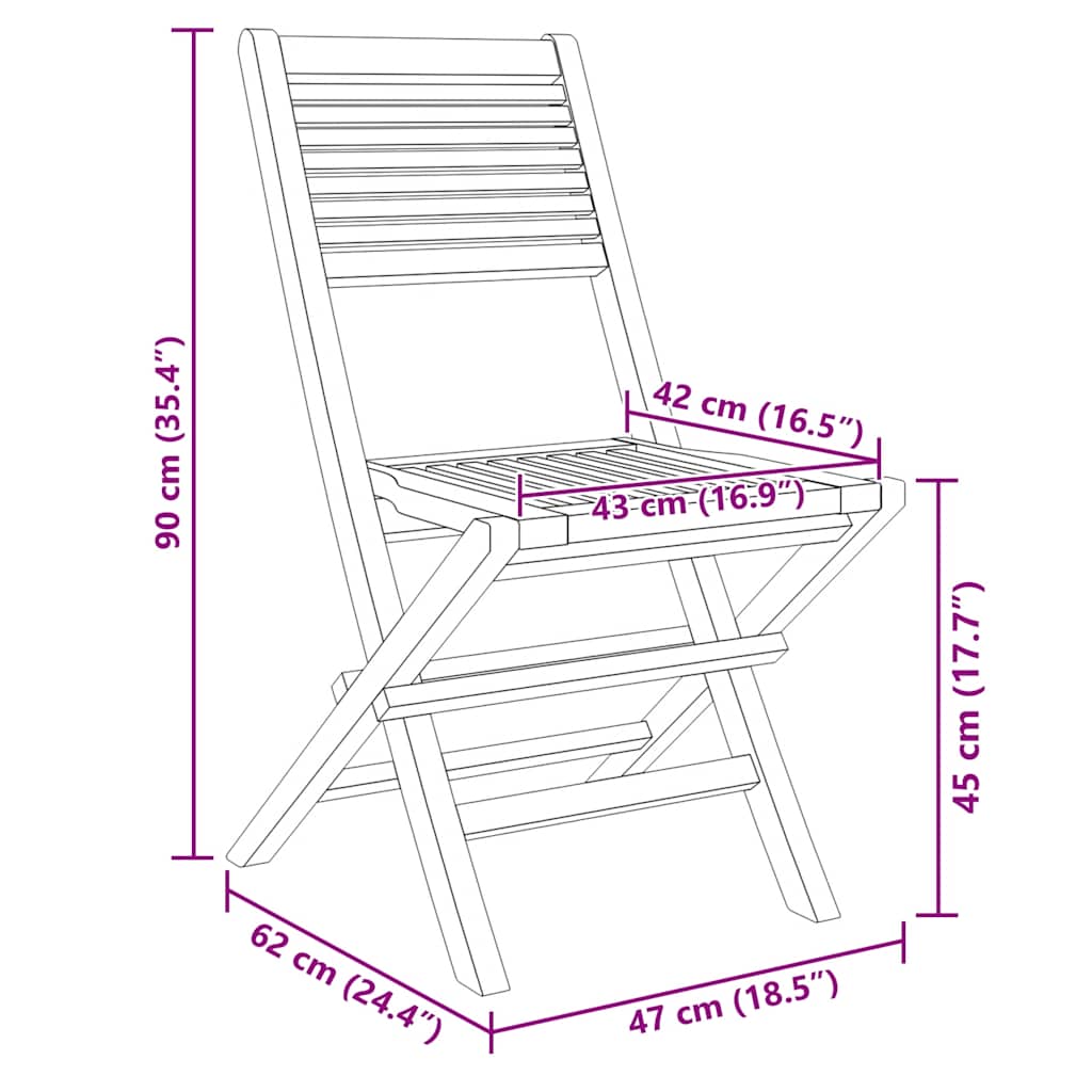 Gartenstühle 8 Stk. Klappbar 47x62x90 cm Massivholz Teak