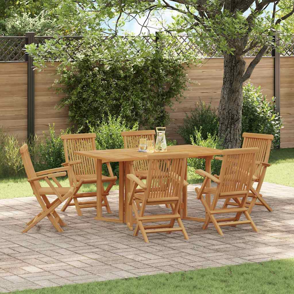 Garten Essgruppe 7 pcs Braun Massivholz Teak