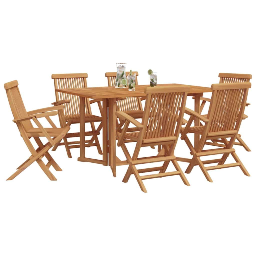 Garten Essgruppe 7 pcs Braun Massivholz Teak
