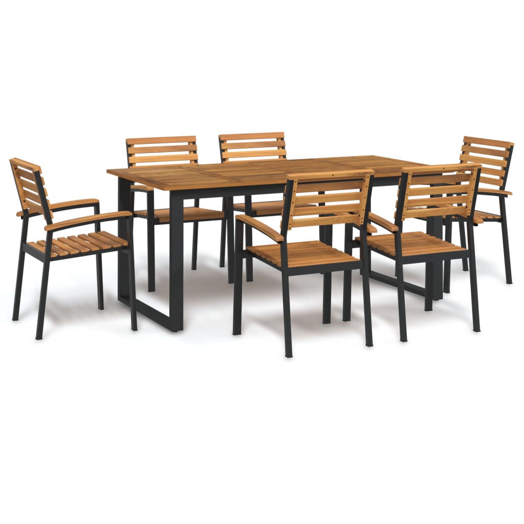 7-tlg. Garten-Essgruppe Massivholz Akazie und Metall