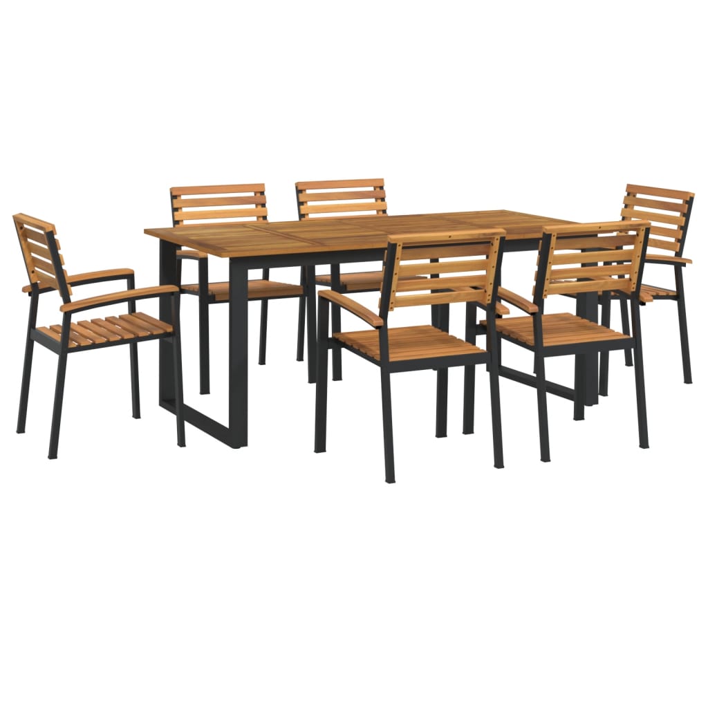 7-tlg. Garten-Essgruppe Massivholz Akazie und Metall