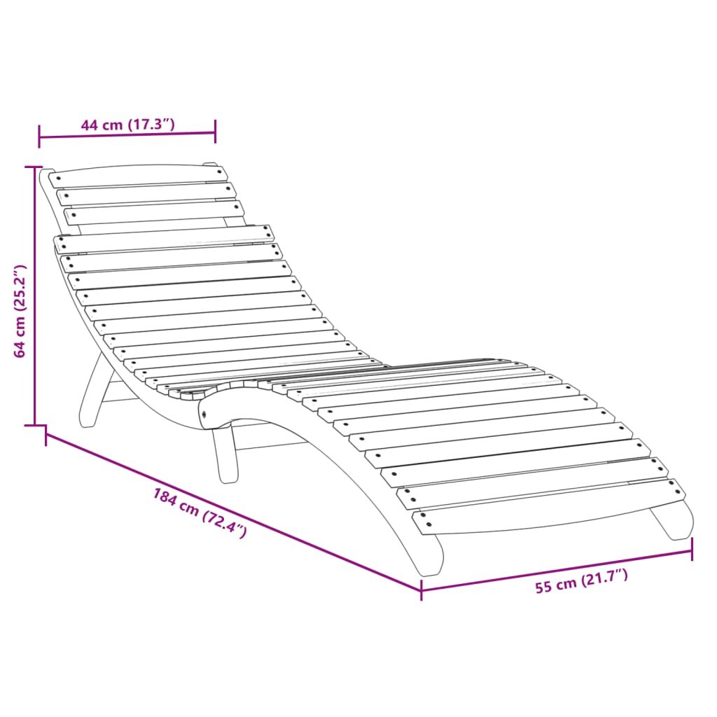 Sonnenliegen 2 Stk. Grau 184x55x64 cm Massivholz Akazie
