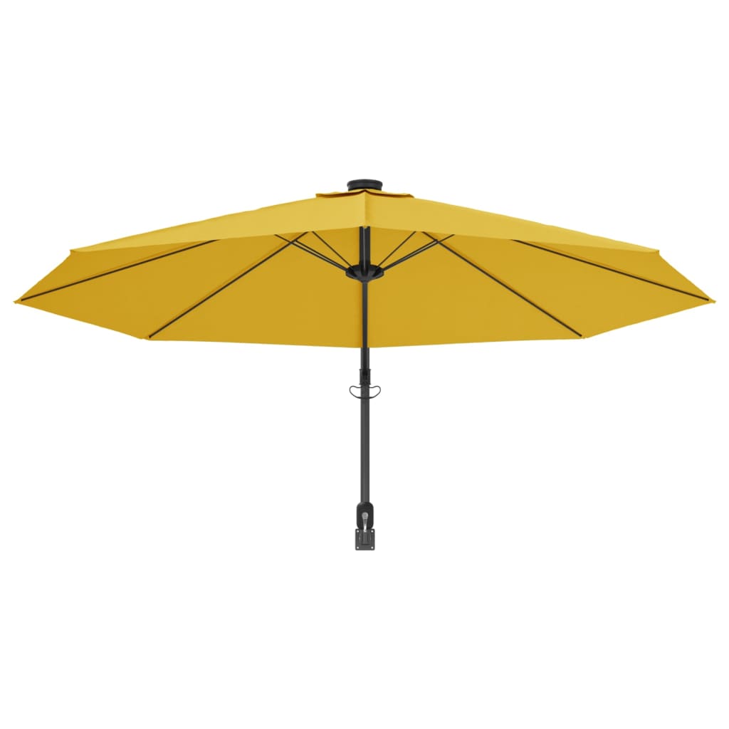 Wand-Sonnenschirm mit LEDs Gelb 290 cm