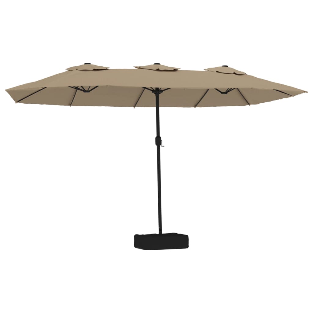 Doppel-Sonnenschirm mit LED-Leuchten Taupe 449x265 cm