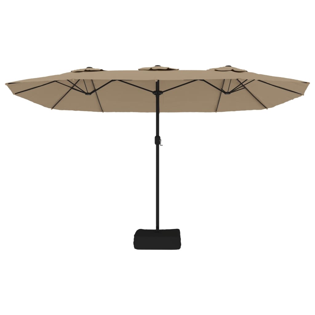 Doppel-Sonnenschirm mit LED-Leuchten Taupe 449x265 cm