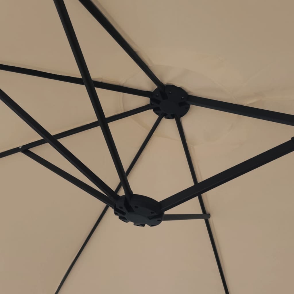 Doppel-Sonnenschirm mit LED-Leuchten Taupe 449x265 cm