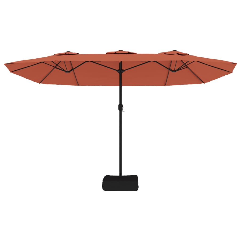 Doppel-Sonnenschirm mit LED-Leuchten Terrakottarot 449x265 cm
