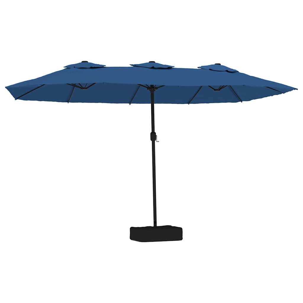 Doppel-Sonnenschirm mit LED-Leuchten Azurblau 449x265 cm