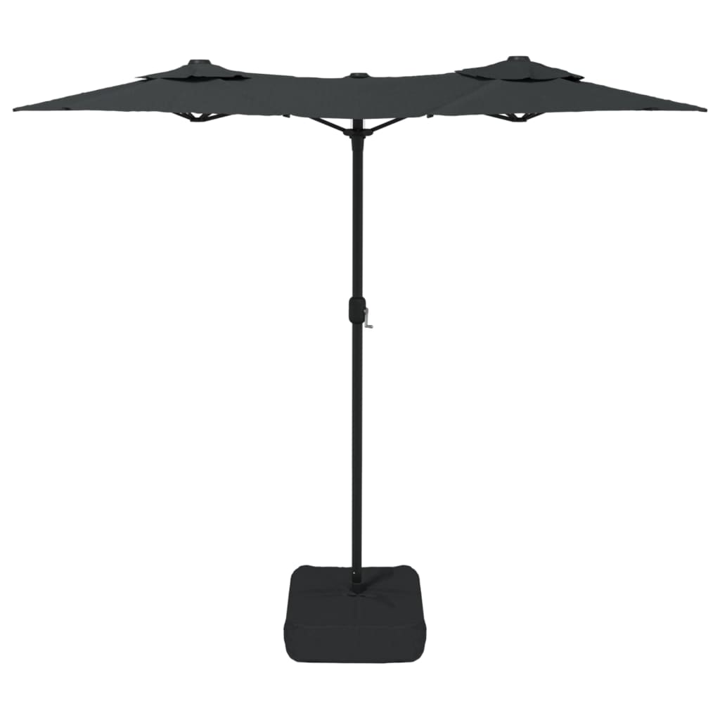 Doppel-Sonnenschirm mit LED-Leuchten Anthrazit 316x145 cm