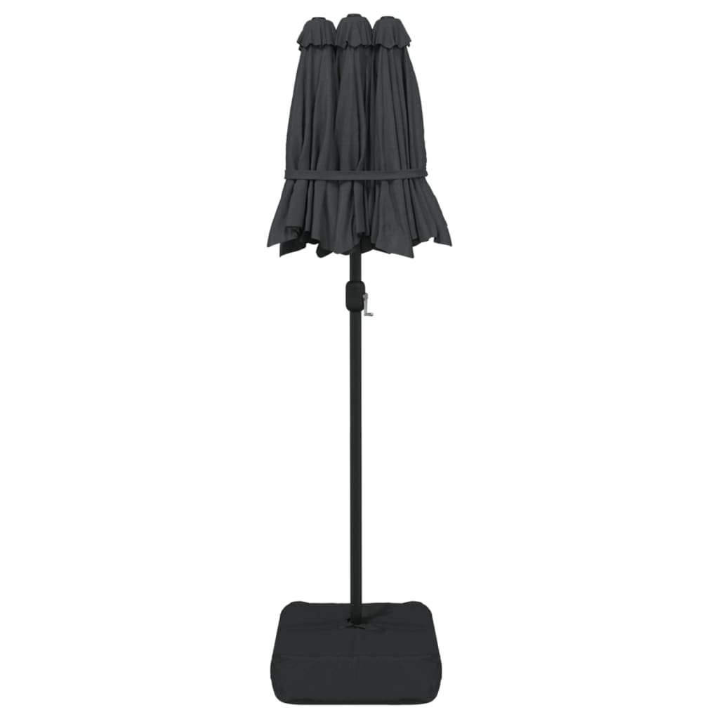 Doppel-Sonnenschirm mit LED-Leuchten Anthrazit 316x145 cm