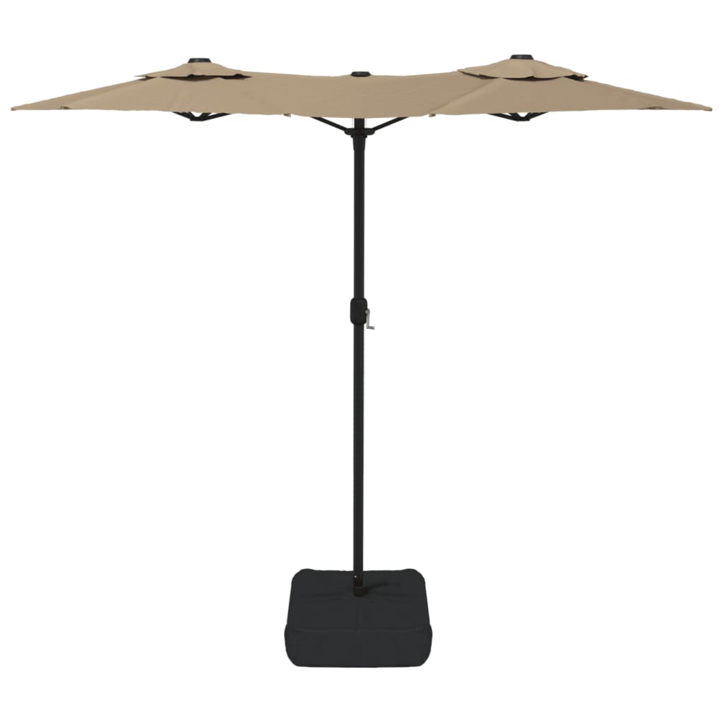 Doppel-Sonnenschirm mit LED-Leuchten Taupe 316x145 cm