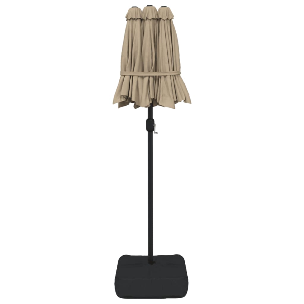 Doppel-Sonnenschirm mit LED-Leuchten Taupe 316x145 cm