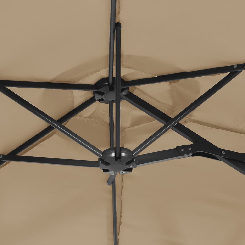 Doppel-Sonnenschirm mit LED-Leuchten Taupe 316x145 cm