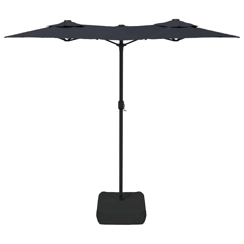 Doppel-Sonnenschirm mit LED-Leuchten Schwarz 316x145 cm