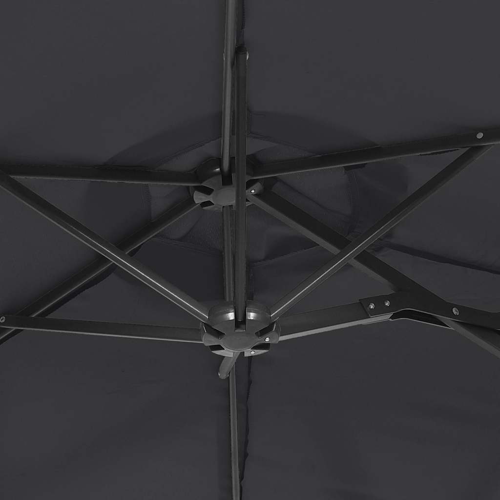Doppel-Sonnenschirm mit LED-Leuchten Schwarz 316x145 cm