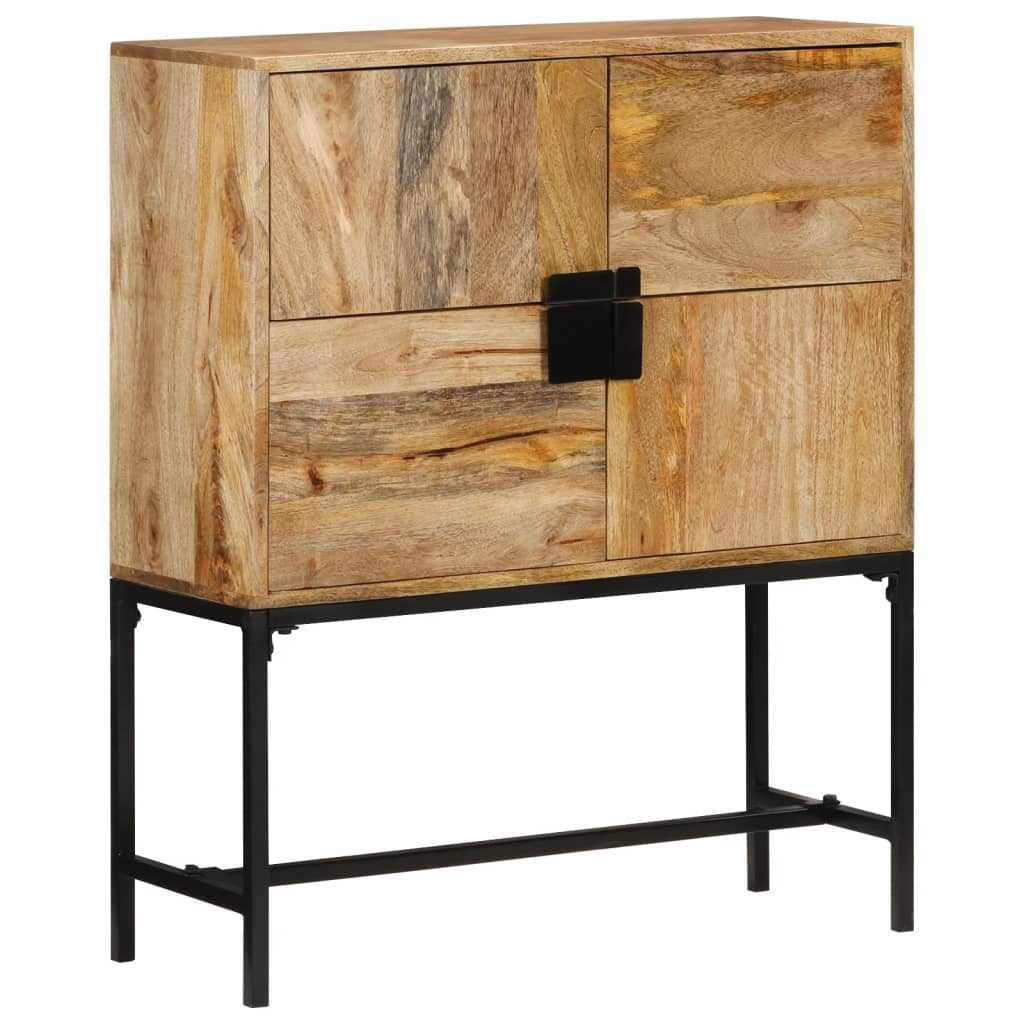 Highboard 80x30x95 cm Massives Raues Mangoholz