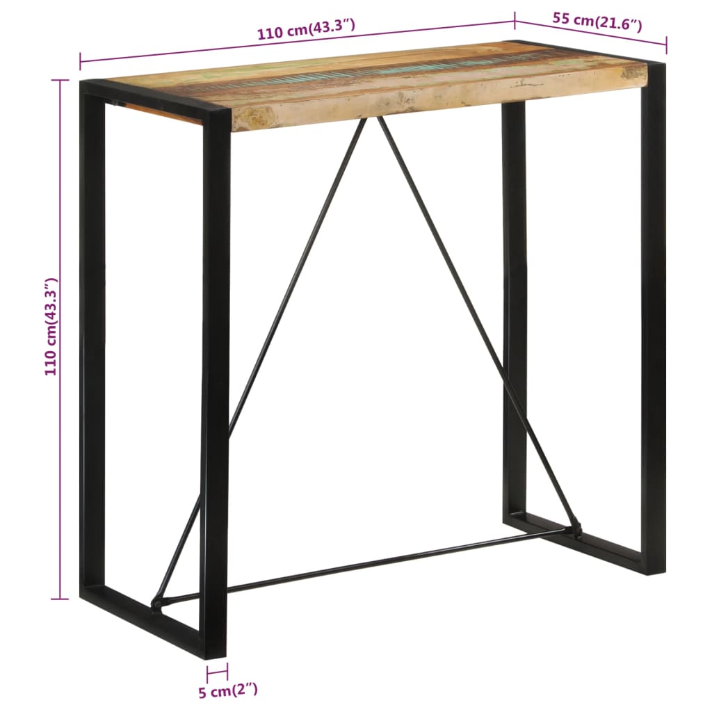 Bartisch 110x55x110 cm Altholz Massiv