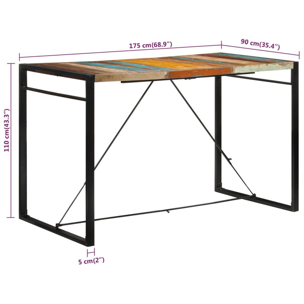 Bartisch 175x90x110 cm Massives Altholz