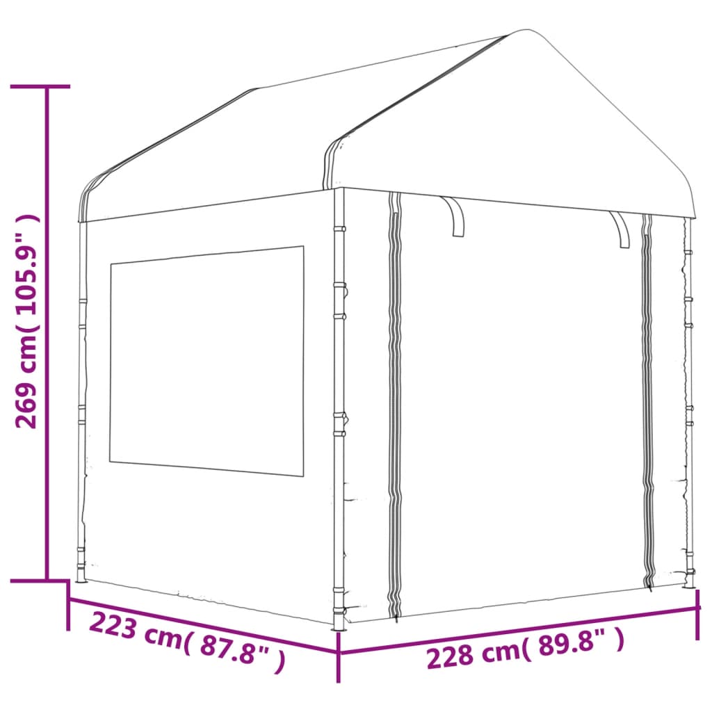 Pavillon mit Dach Weiß 15,61x2,28x2,69 m Polyethylen