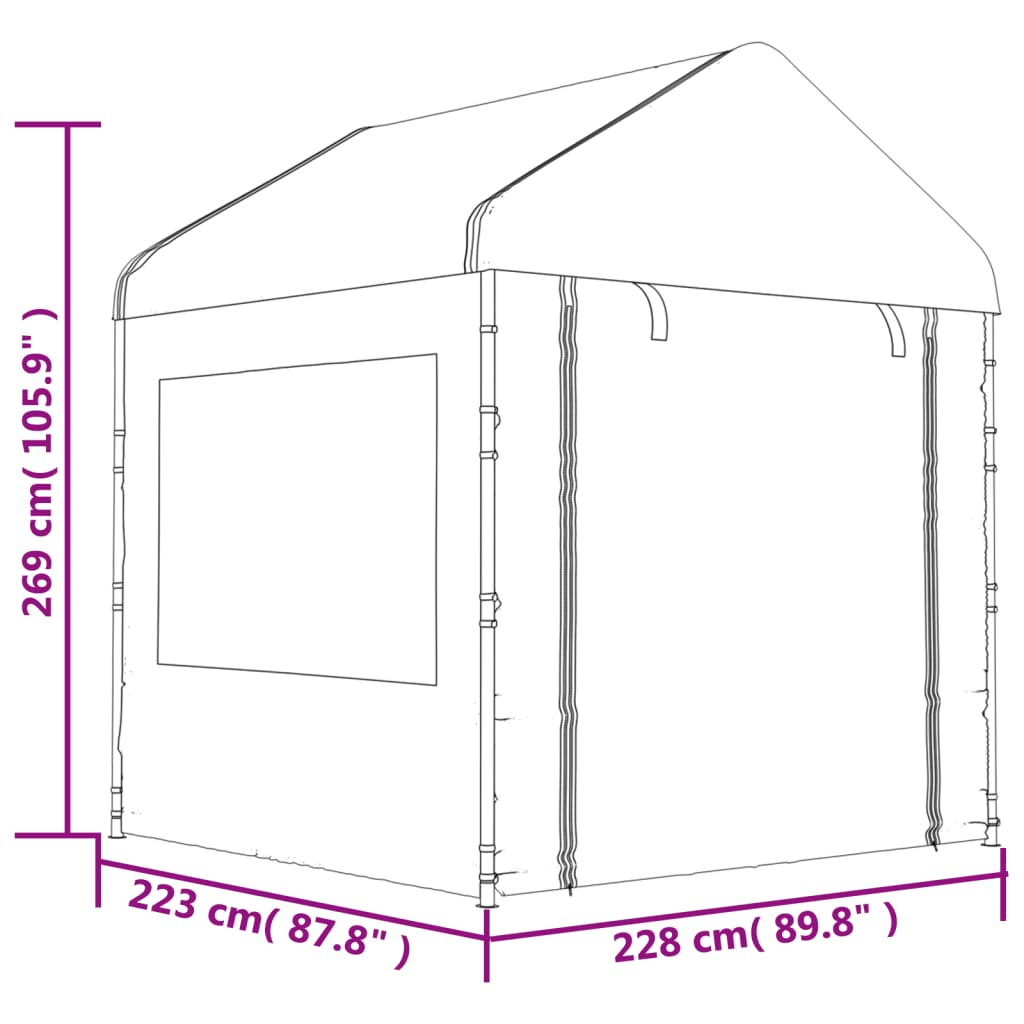 Pavillon mit Dach Weiß 17,84x2,28x2,69 m Polyethylen