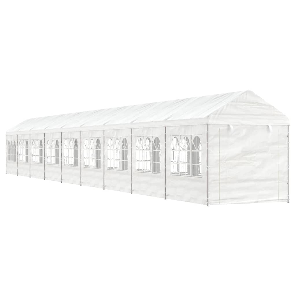 Pavillon mit Dach Weiß 20,07x2,28x2,69 m Polyethylen