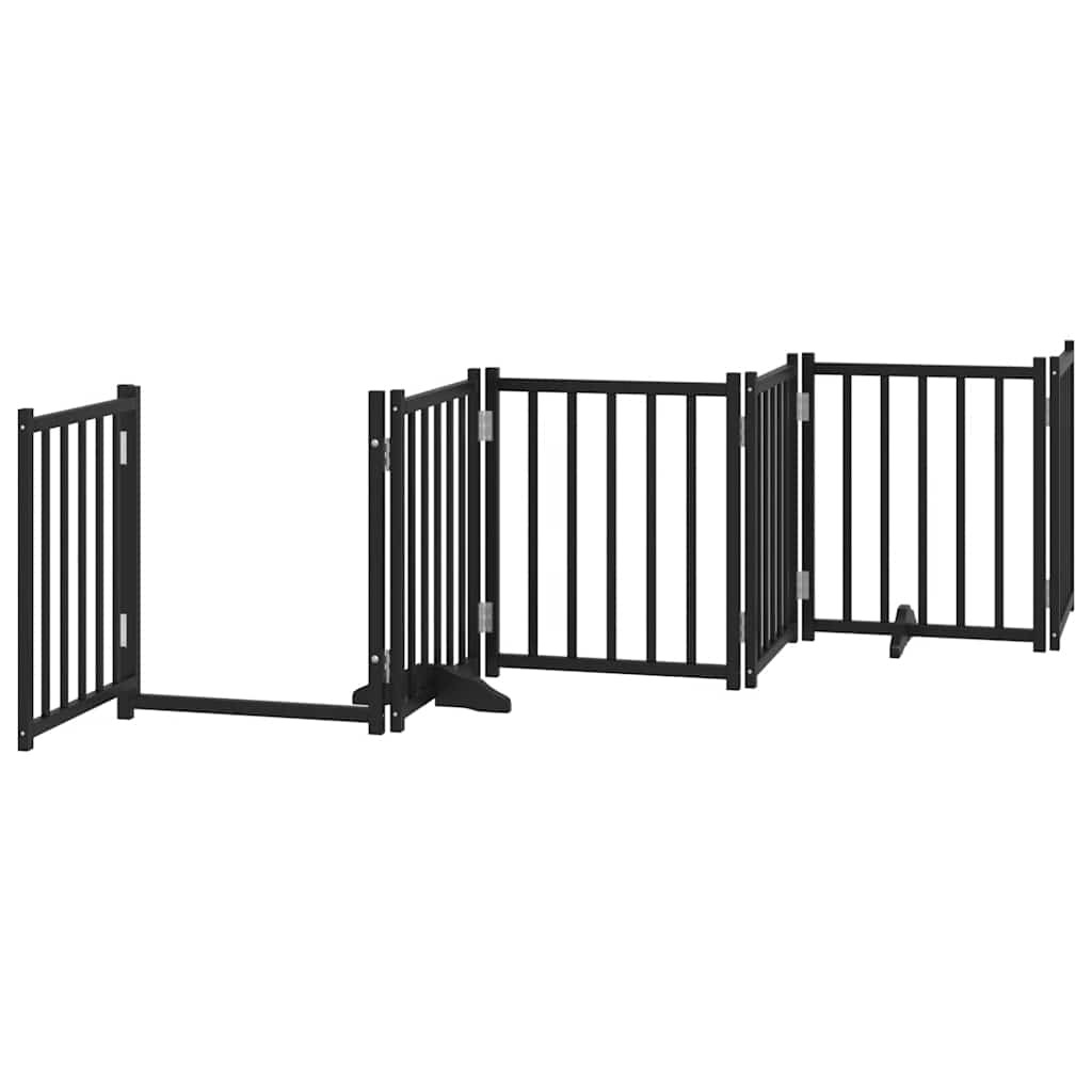 15-tlg. Hundetor mit Tür Faltbar Schwarz 750 cm Pappelholz