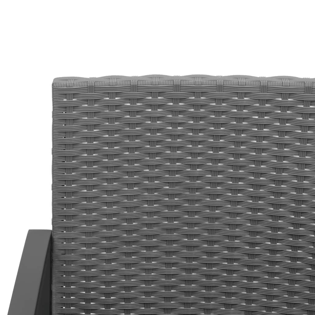 Gartenbank 3-Sitzer mit Kissen Dunkelgrau PP-Rattan