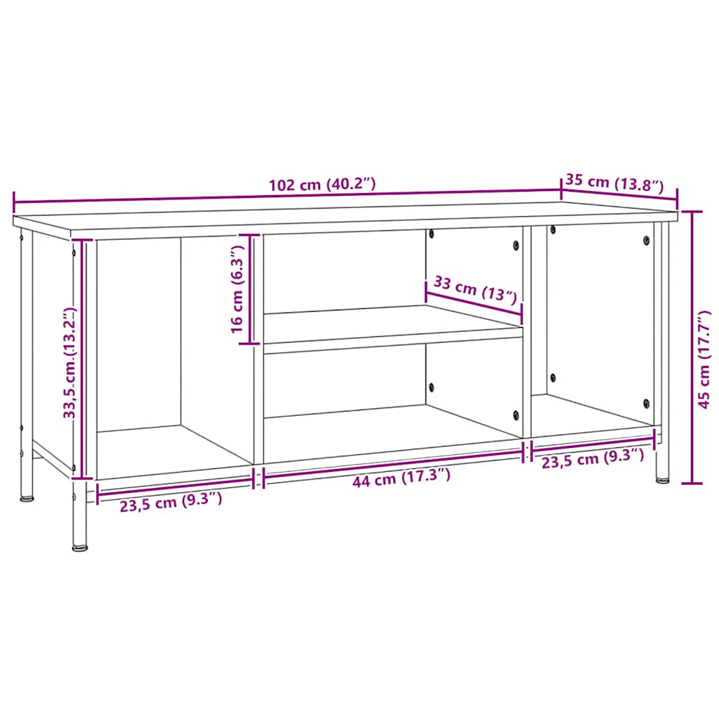 TV-Schrank Schwarz 102x35x45 cm Holzwerkstoff