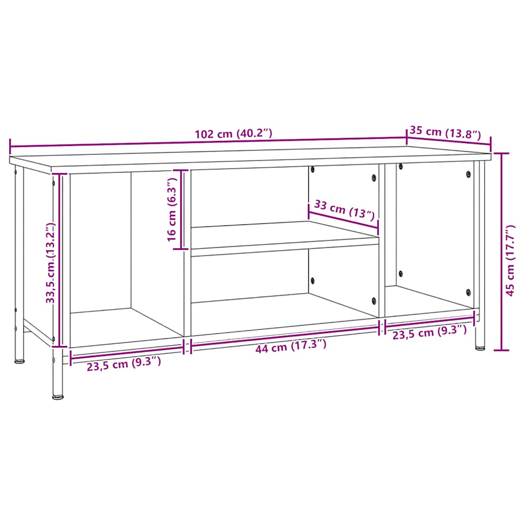 TV-Schrank Räuchereiche 102x35x45 cm Holzwerkstoff