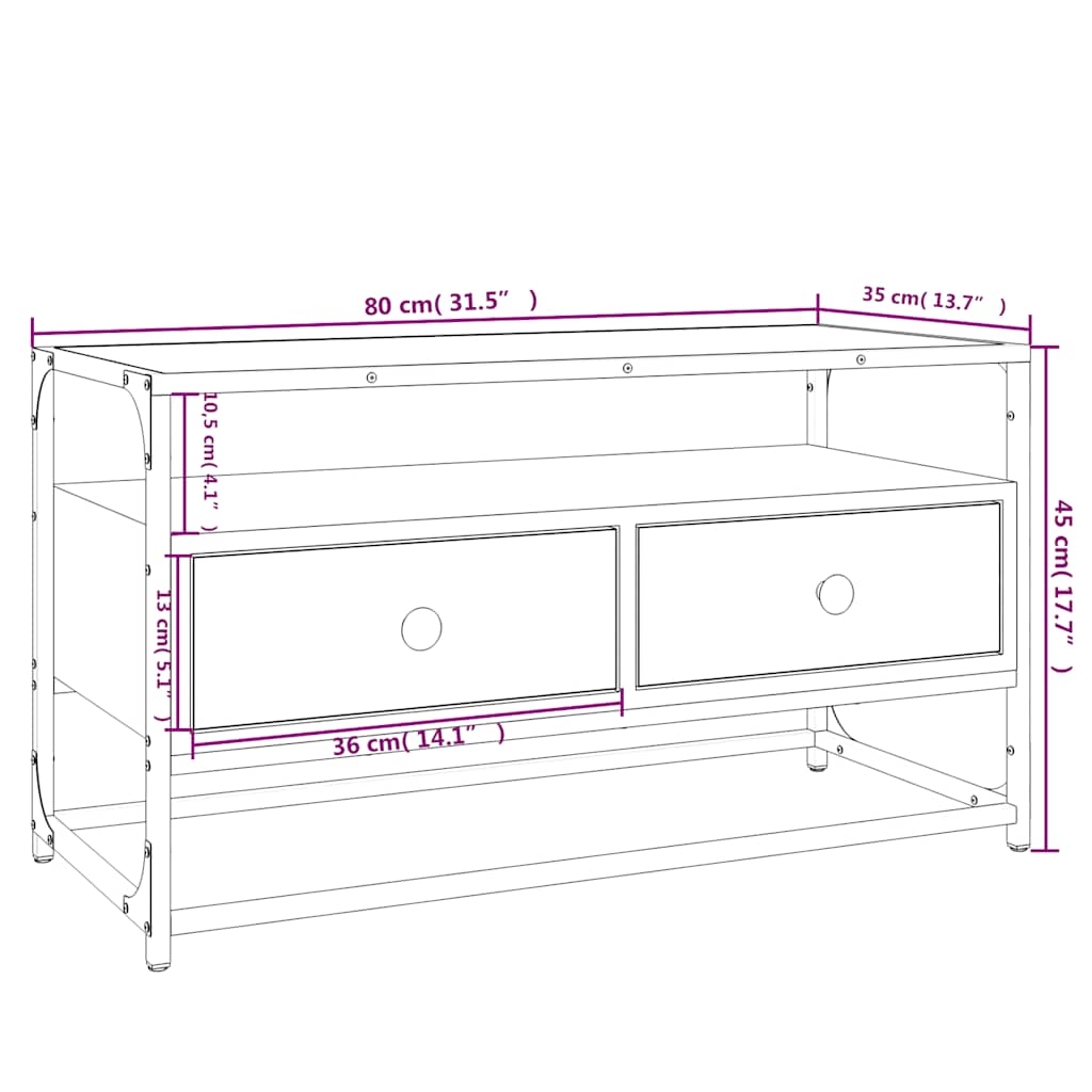 TV-Schrank Grau Sonoma 80x35x45 cm Holzwerkstoff