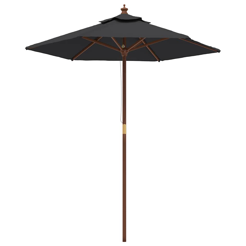 Sonnenschirm mit Holzmast Schwarz 196x231 cm