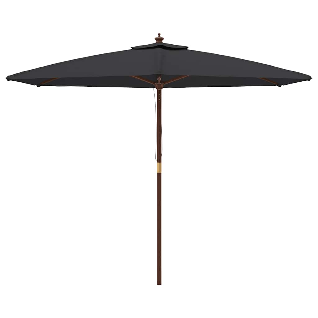 Sonnenschirm mit Holzmast Schwarz 299x240 cm