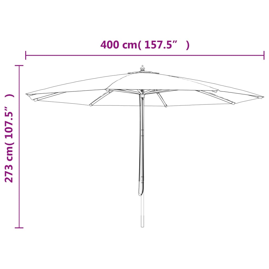 Sonnenschirm mit Holzmast Taupe 400x273 cm
