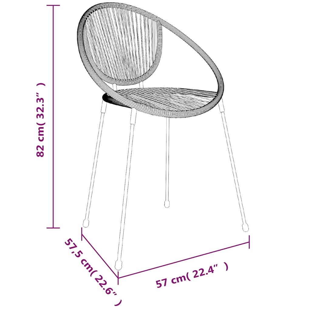 5-tlg. Garten-Essgruppe Schwarz PVC Rattan