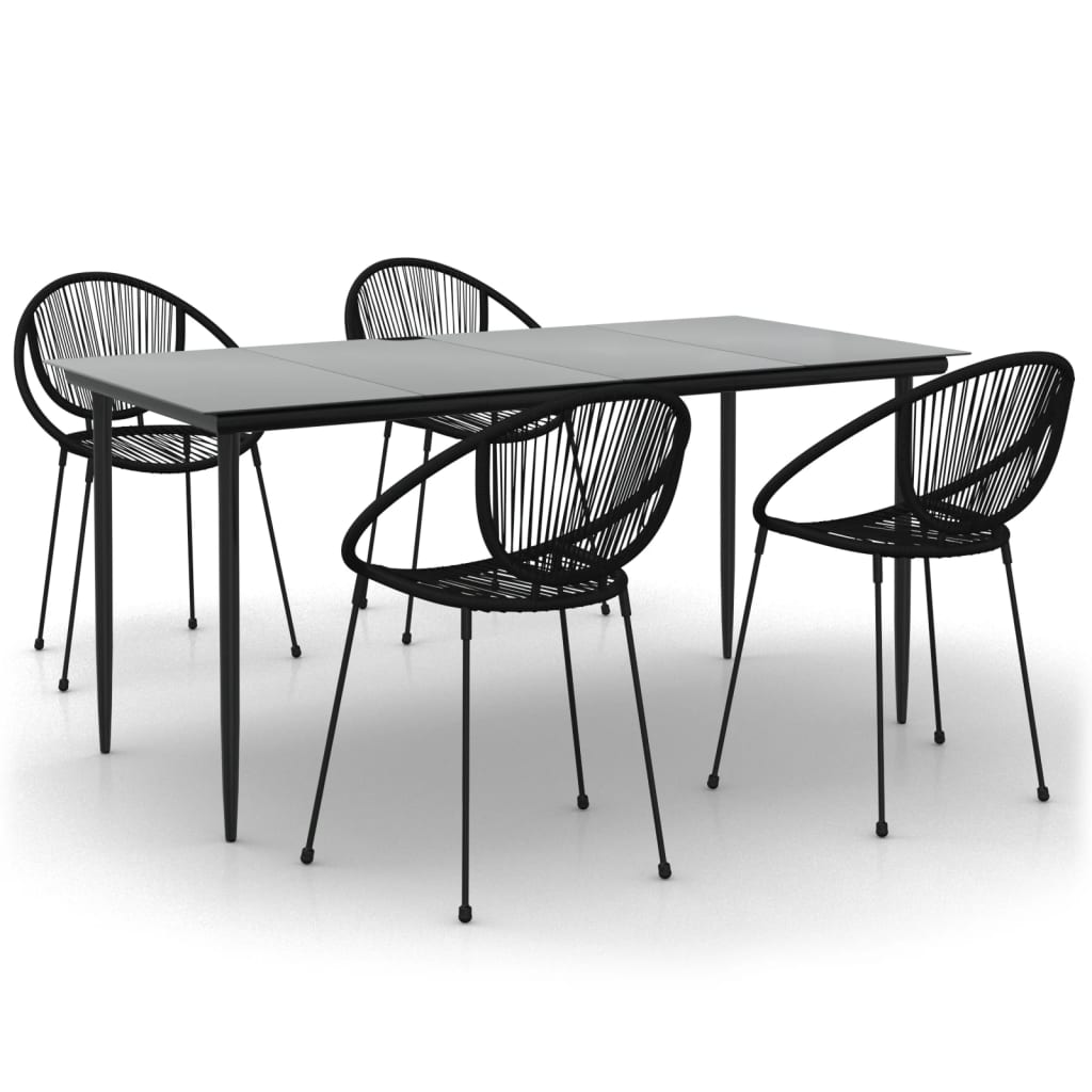 5-tlg. Garten-Essgruppe Schwarz PVC Rattan