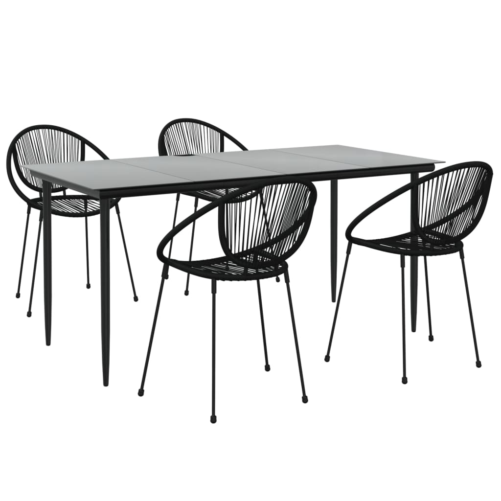 5-tlg. Garten-Essgruppe Schwarz PVC Rattan