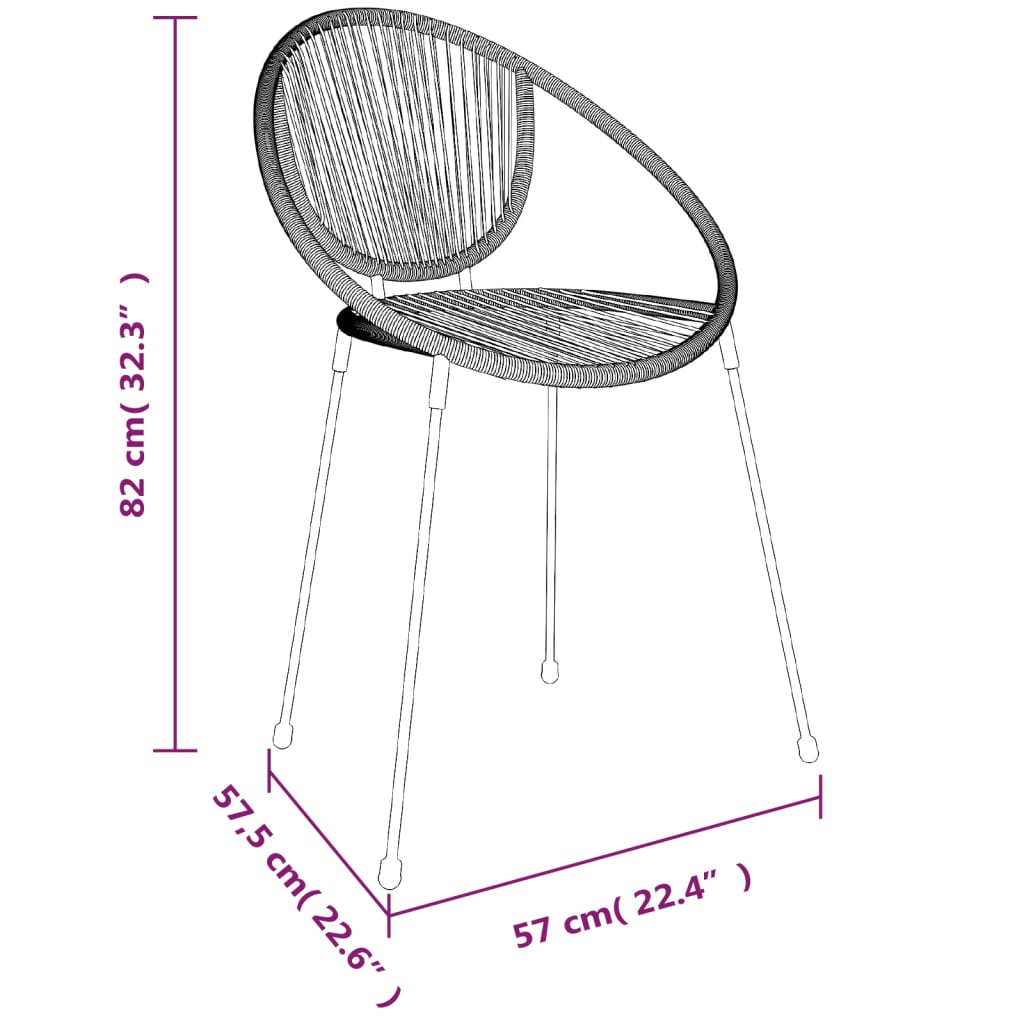 5-tlg. Garten-Essgruppe Schwarz PVC Rattan