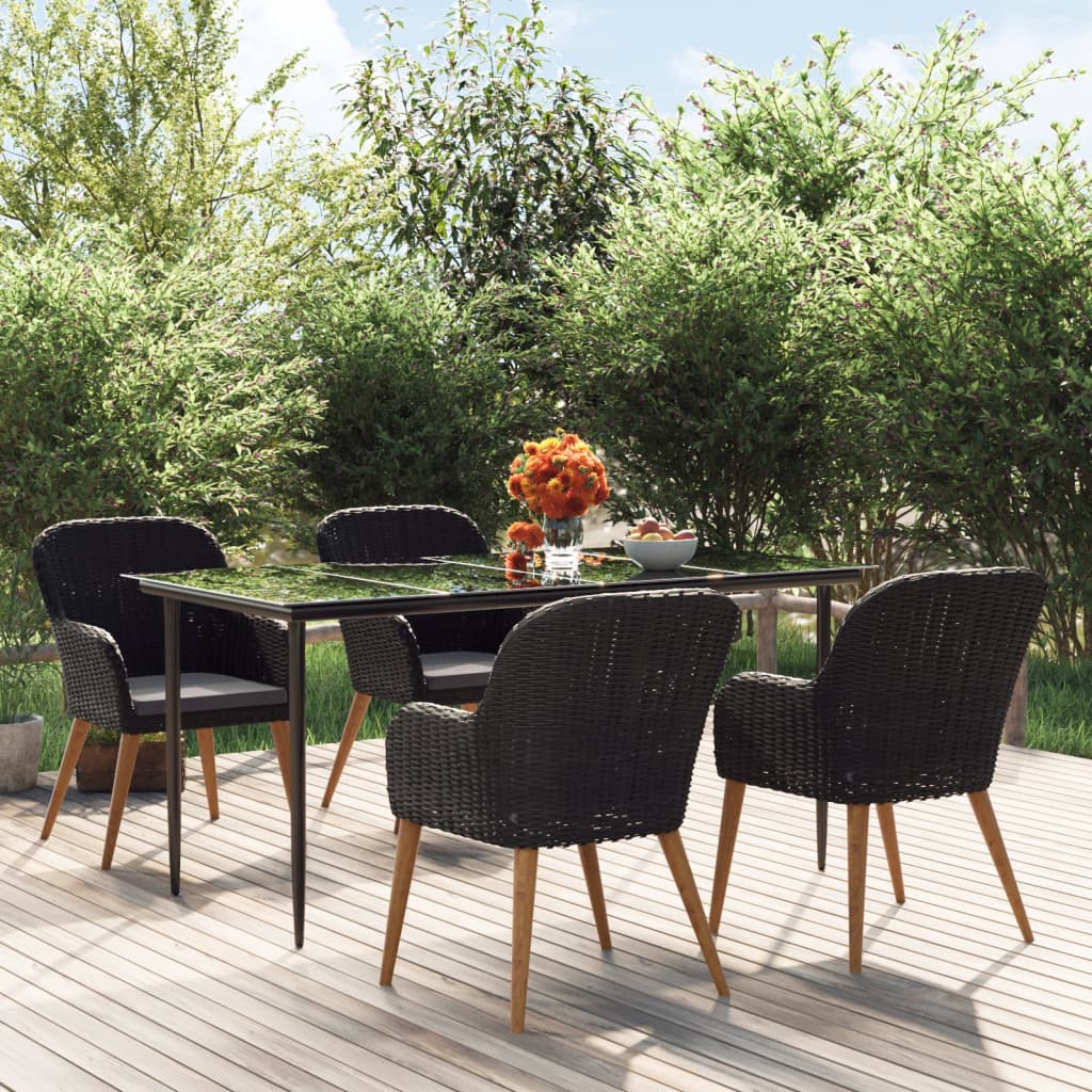5-tlg. Garten-Essgruppe mit Kissen Schwarz