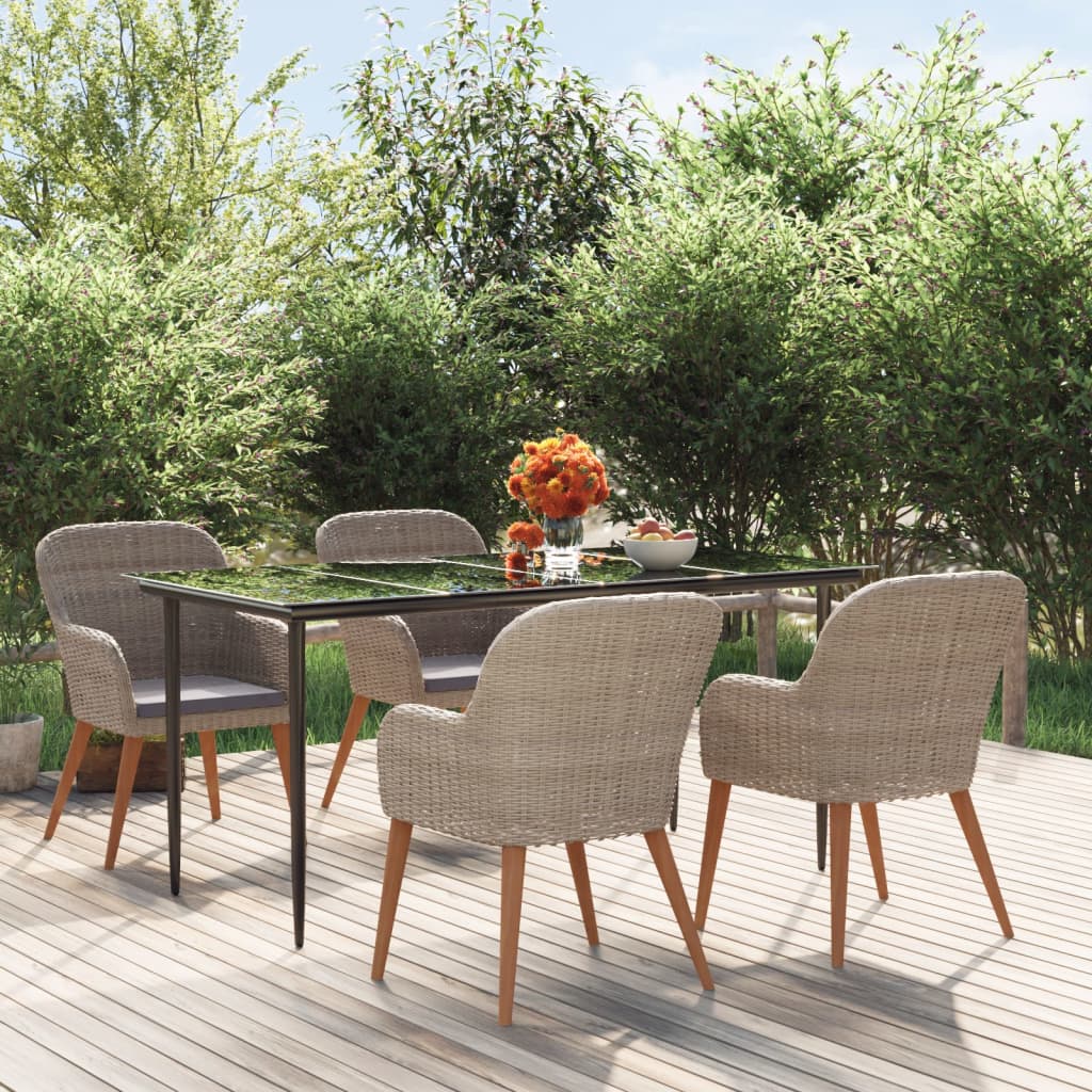 5-tlg. Garten-Essgruppe mit Kissen Braun