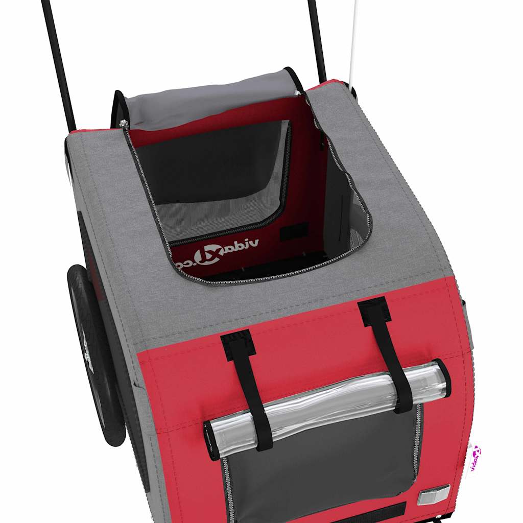Fahrradanhänger für Haustiere Rot und Grau 125 x 53 x 54 cm