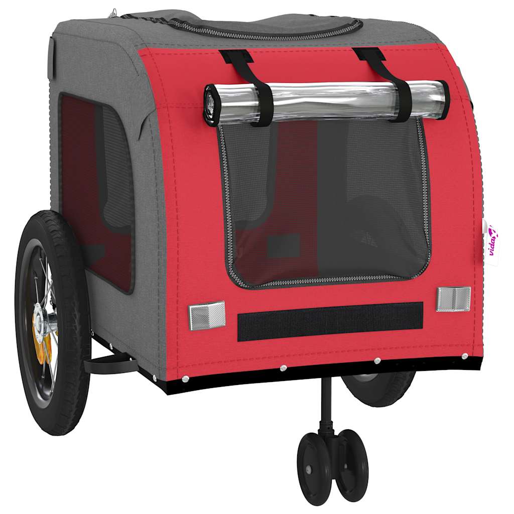 Fahrradanhänger für Haustiere Rot und Grau 125 x 53 x 54 cm
