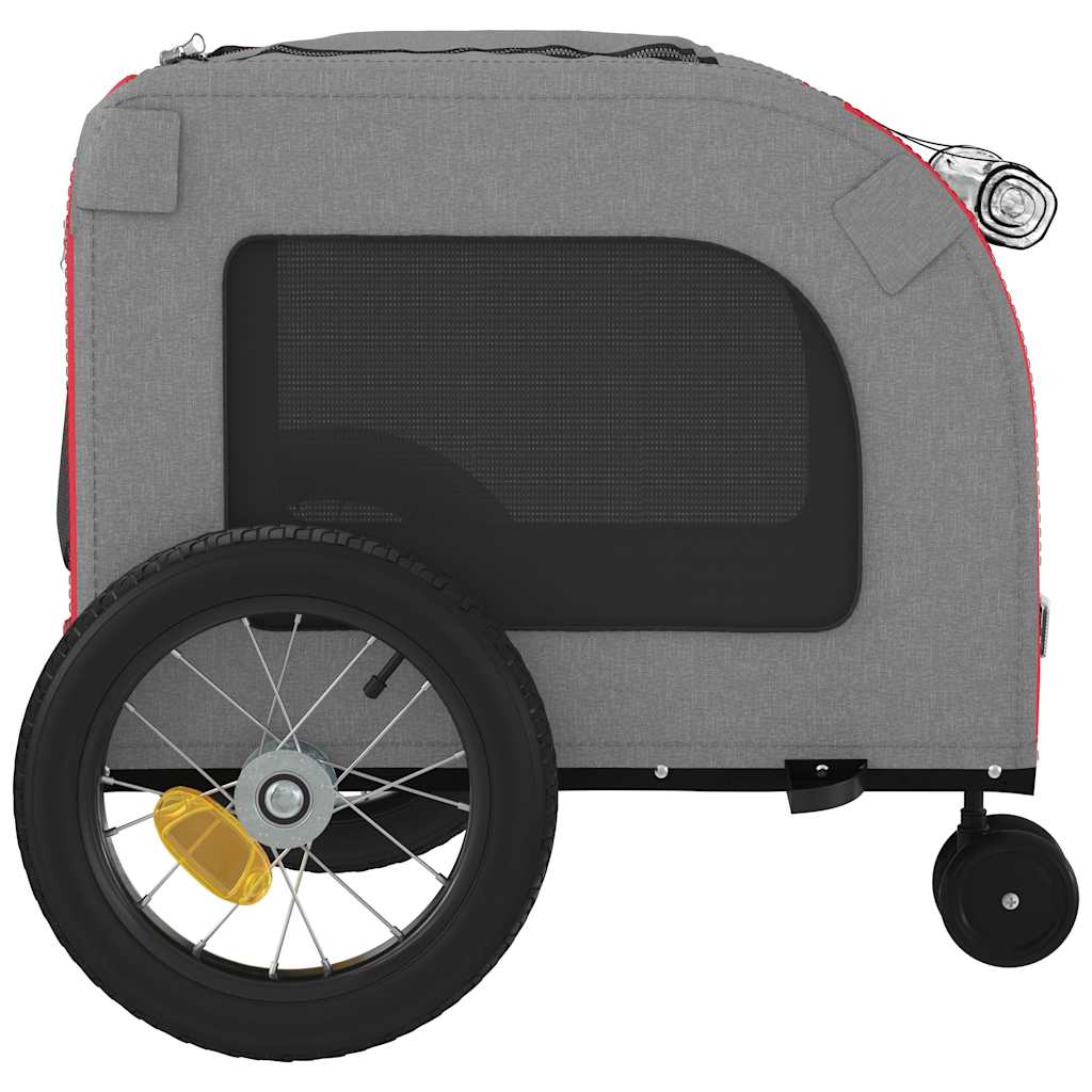 Fahrradanhänger für Haustiere Rot und Grau 125 x 53 x 54 cm