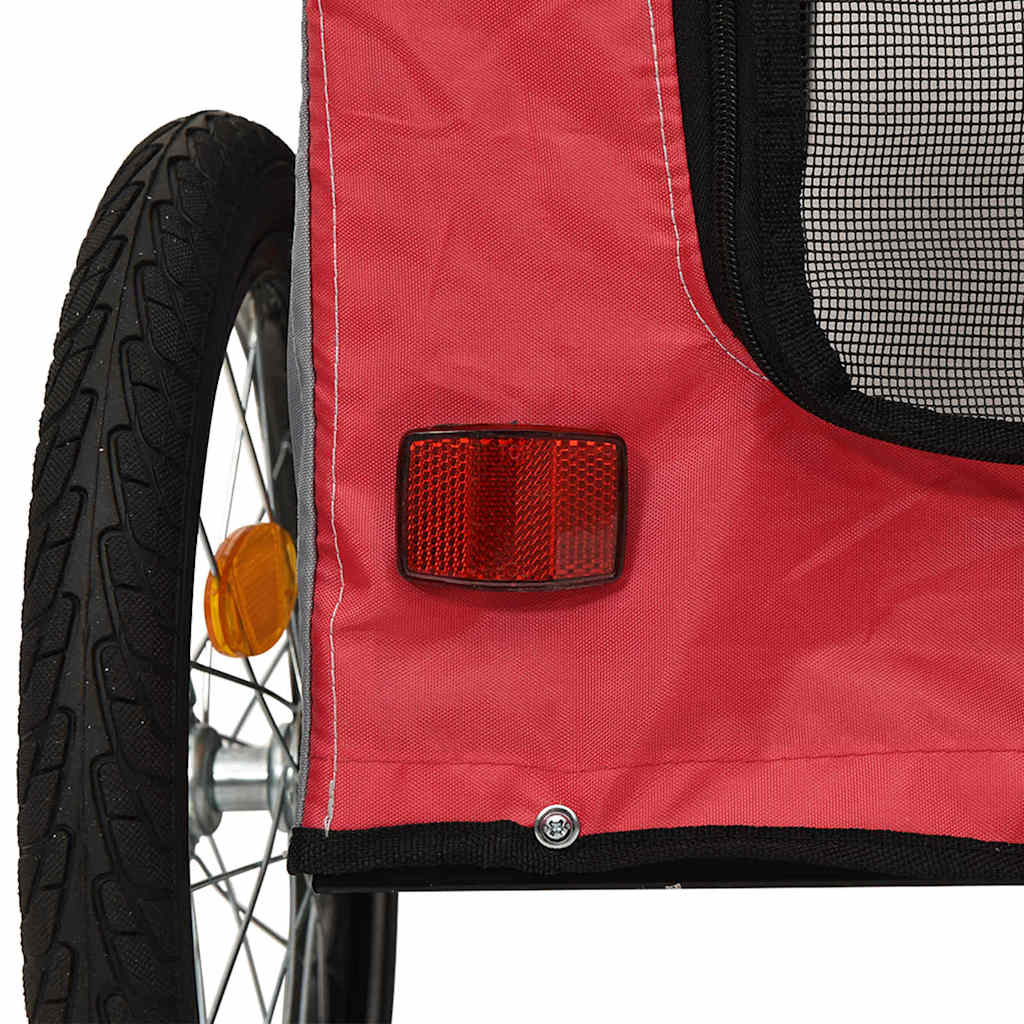 Fahrradanhänger für Haustiere Rot und Grau 125 x 53 x 54 cm