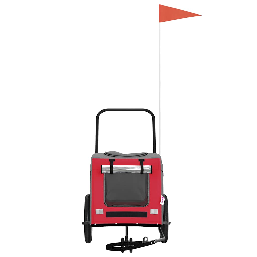 Fahrradanhänger für Haustiere Rot und Grau 125 x 53 x 54 cm