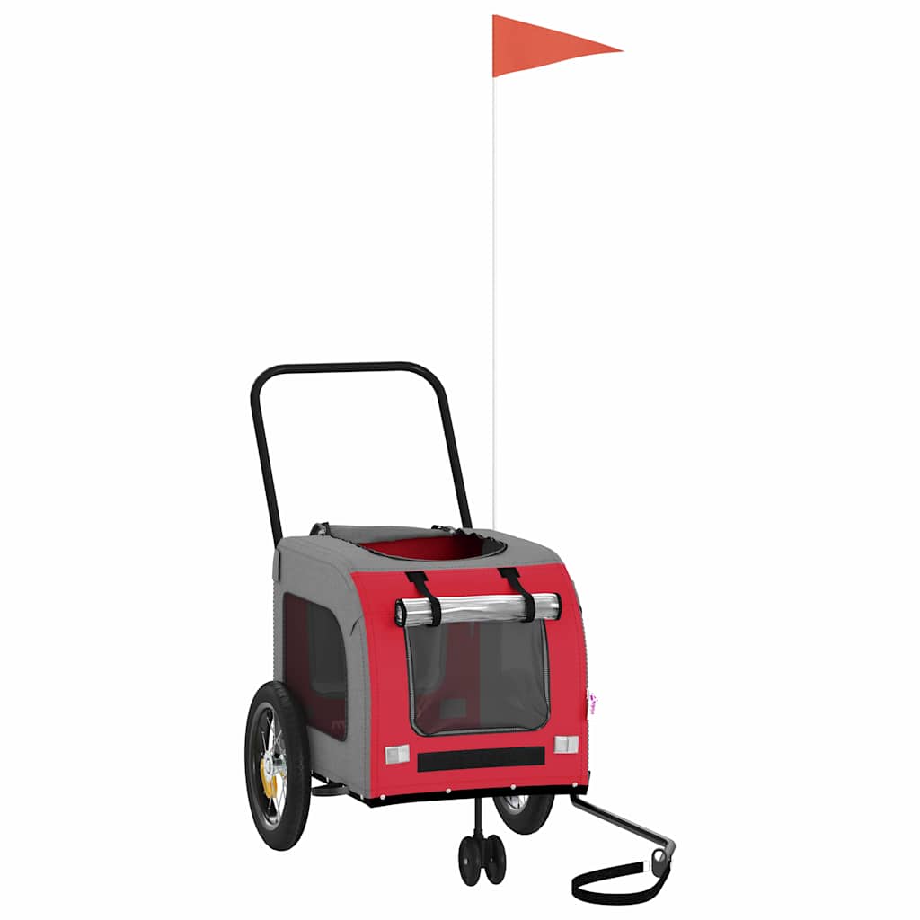 Fahrradanhänger für Haustiere Rot und Grau 125 x 53 x 54 cm