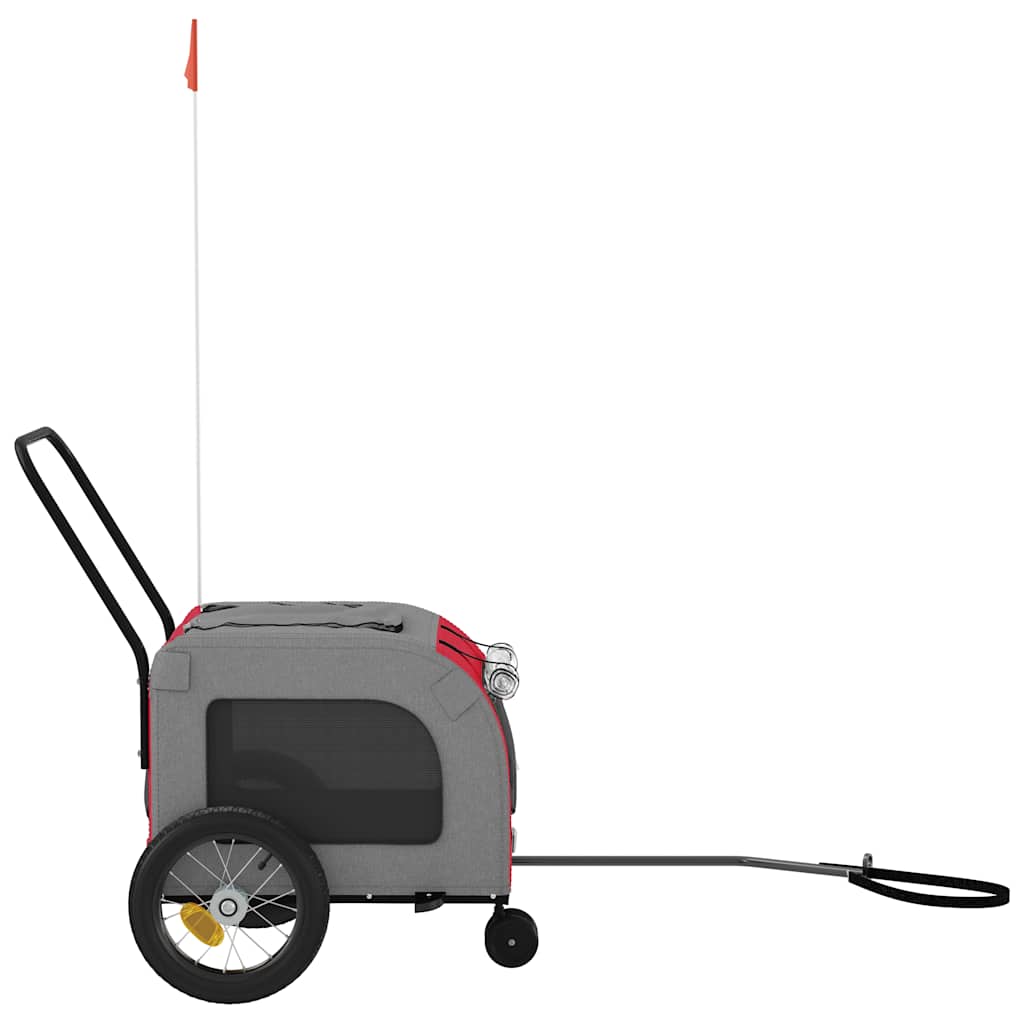 Fahrradanhänger für Haustiere Rot und Grau 125 x 53 x 54 cm