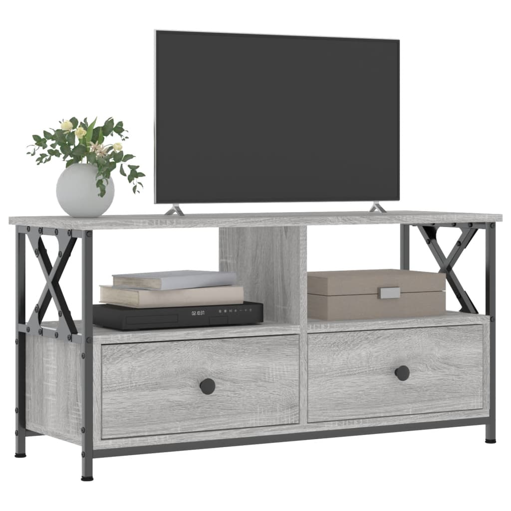 TV-Schrank Grau Sonoma 90x33x45 cm Holzwerkstoff & Eisen