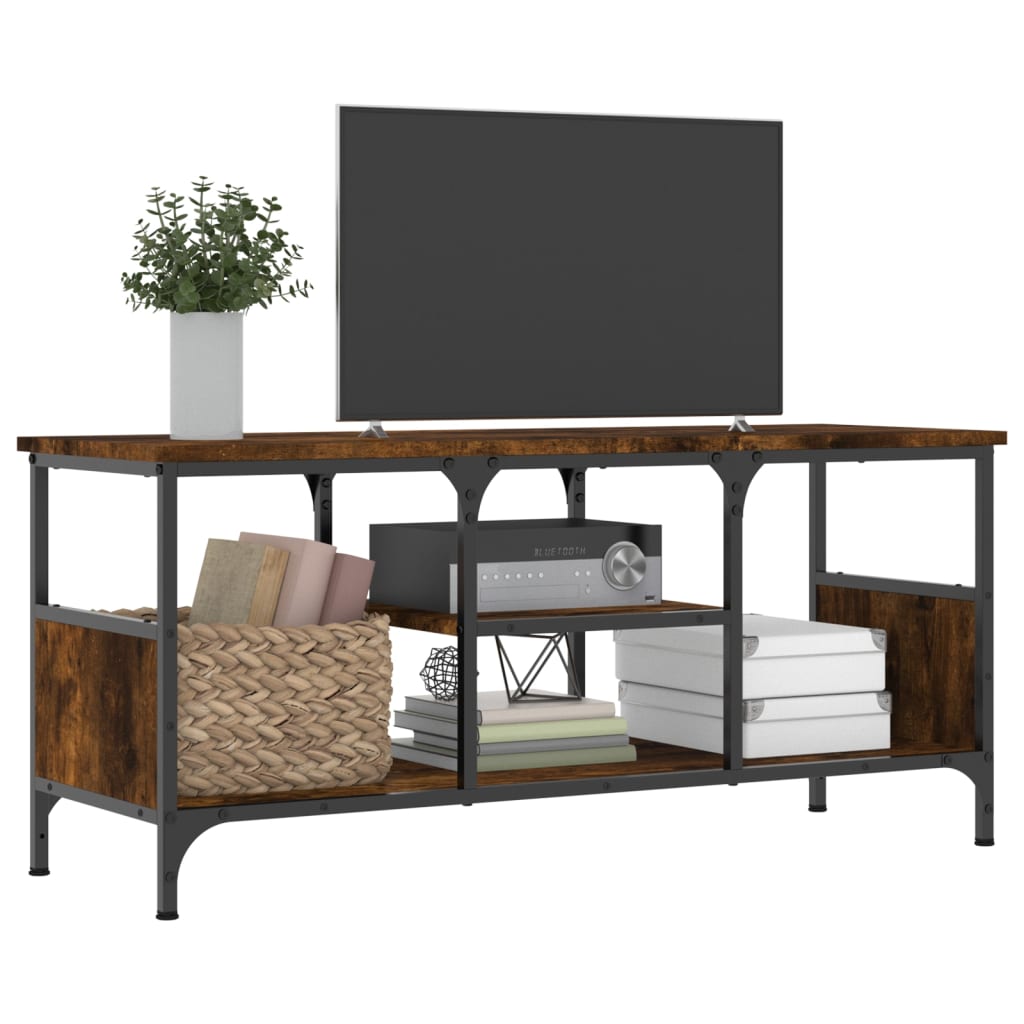 TV-Schrank Räuchereiche 100x35x45 cm Holzwerkstoff & Eisen