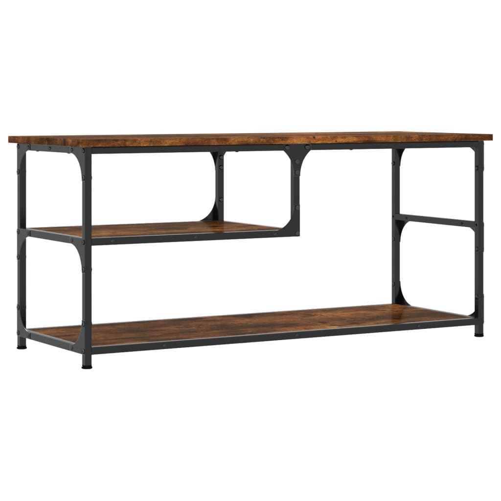 TV-Schrank Räuchereiche 103x38x46,5 cm Holzwerkstoff und Stahl